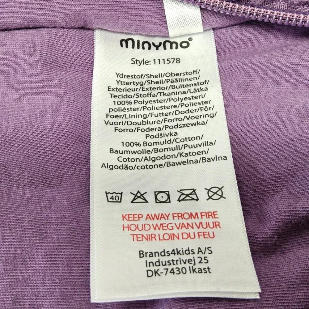 Minymo Sherpa Fleece Bunting Infant 3M Purple Hooded Zipper Pram Suit‎ 111578
